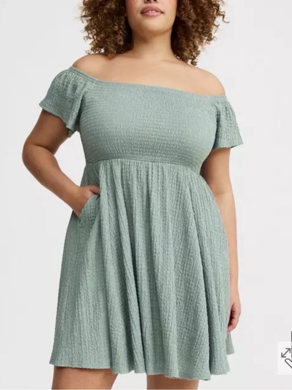 NWT Torrid Smocked Skater Off-Shoulder Mini Dress